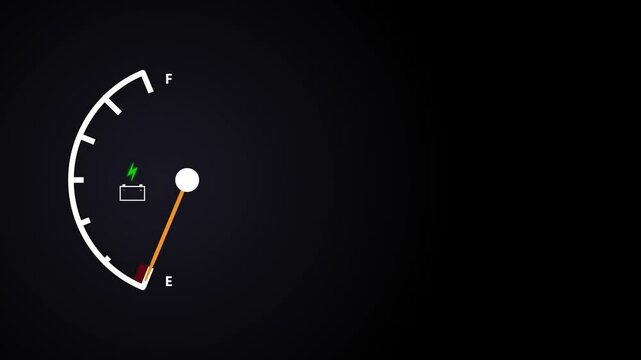 Battery percentage indicator, Hybrid vehicle fuel gauge, energy level graph