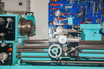 Professional lathe in the workshop.