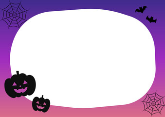 ハロウィンフレーム　かぼちゃとコウモリのシンプルなデザイン