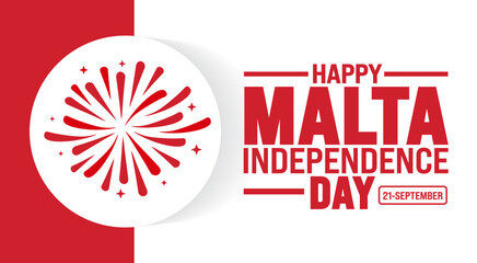 21 September Malta independence day fireworks background or banner design template. Holiday concept. Template for background, banner, card, poster, placard, design. eps 10