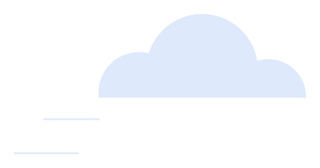 A minimalist blue cloud with two thin horizontal lines underneath, indicating movement or wind. Ideal for weather, simplicity, cloud computing, clean design, environmental themes.