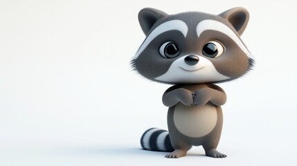 Fototapeta premium A cute cartoon raccoon character with a friendly expression, designed for children’s content.