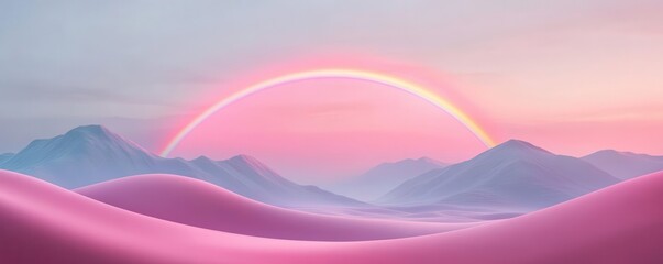 Beautiful rainbow over mountains, nature element, hyper-realistic, vibrant colors, isolated on white background