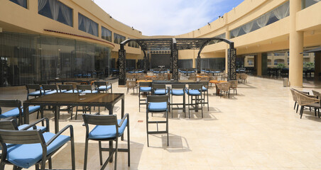 Egypt, Rixos Alamein, August 28, 2024: concert stage in the hotel