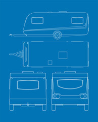Caravan blueprint for graphic resource. Vector eps 10