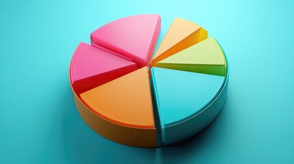 Obraz premium Interactive 3D pie chart displaying various financial categories, with animated segments and labels for a dynamic presentation