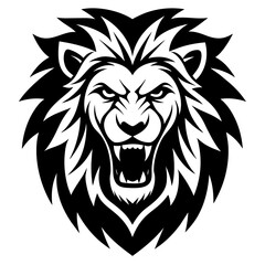Angry Lion Face Silhouette line art vector illustration art