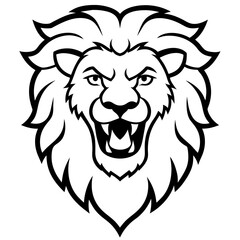 Angry Lion Face Silhouette line art vector illustration art