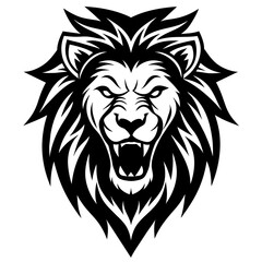 Angry Lion Face Silhouette line art vector illustration art