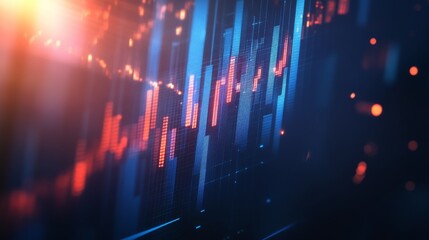 Obraz premium Colorful abstract lights with bright and blurred city background. Financial graphs, stock charts.