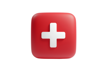 Red 3D Medical Cross Icon | Isolated on Transparent & White Background | PNG File with Transparency