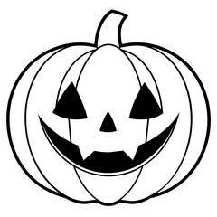Halloween pumpkin scary jack o lantern line art vector illustration