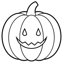 Halloween pumpkin scary jack o lantern line art vector illustration