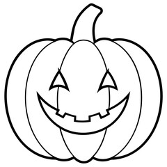 Halloween pumpkin scary jack o lantern line art vector illustration