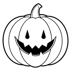 Halloween pumpkin scary jack o lantern line art vector illustration