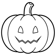 Halloween pumpkin scary jack o lantern line art vector illustration