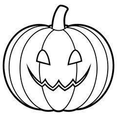 Halloween pumpkin scary jack o lantern line art vector illustration