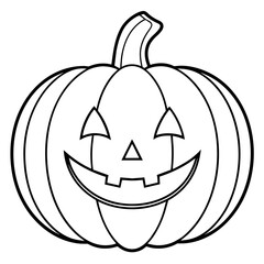 Halloween pumpkin scary jack o lantern line art vector illustration
