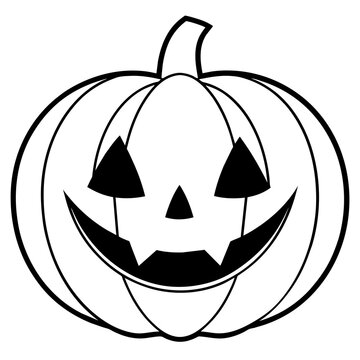 recommend clip art: Halloween pumpkin scary jack o lantern line art vector illustration