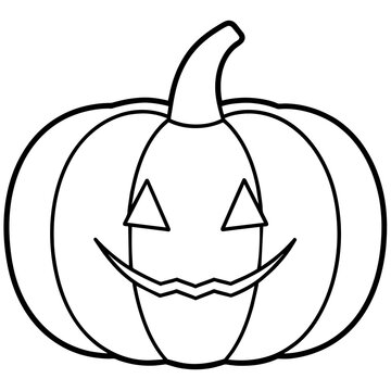 recommend clip art: Halloween pumpkin scary jack o lantern line art vector illustration