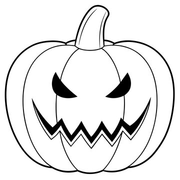 recommend clip art: Halloween pumpkin scary jack o lantern line art vector illustration