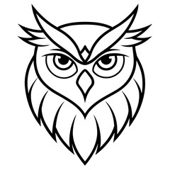 Owl Angry Furious face animal bird silhouette and line art vector art illustration