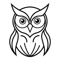 Owl Angry Furious face animal bird silhouette and line art vector art illustration