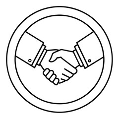handshake icon line art vector illustration
