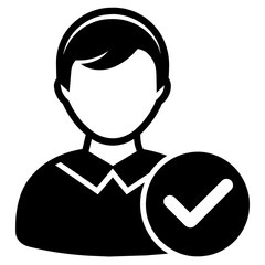 Obraz premium Business Man Silhouette Logo Verified Vector Illustration