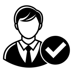 Business Man Silhouette Logo Verified Vector Illustration