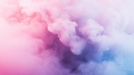 Fototapeta premium Slow-motion capture of pastel-colored smoke rising and dispersing in a soft, ethereal manner against a light backdrop