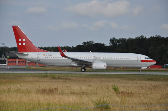 Frankfurt, Germany - 28 July 2010: Private Air Boeing B737 shortly before take-off at FRA