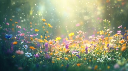 Sunny Meadow of Vibrant Wildflowers