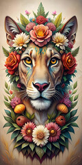 a visually descriptive image from intricate floral design to realistic animal portrait.