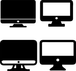 Desktop monitor vector set in varied designs, great for software, business, and tech visuals.