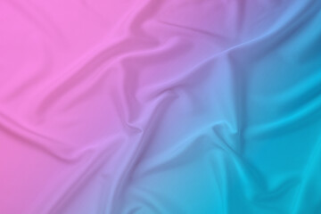 Beautiful silk fabric with color gradient, top view