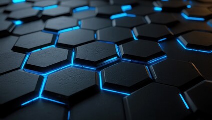 Obraz premium Hexagonal Pattern with Blue Glowing Lines