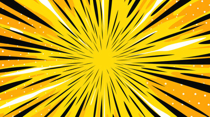 Pop art background. Yellow and black lines that shine at the central point, creating a tunnel-like perspective. Motion and depth design.