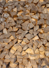 Chopped firewood, natural background or texture.
