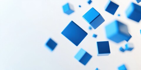 Floating Blue Cubes on a White Background