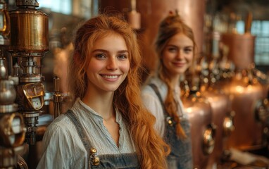 Women brewers in traditional Bavarian beer-making setting showcasing their craft and commitment to the industry