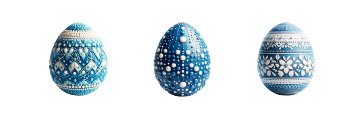 Set of Handmade Easter egg, isolated over on transparent white background