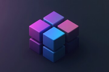 Fototapeta premium Abstract Composition with Neon Colored Cubes