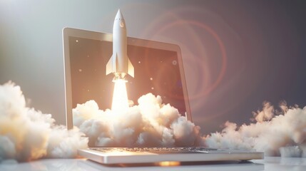 Laptop Rocket Launch -  A Digital Takeoff