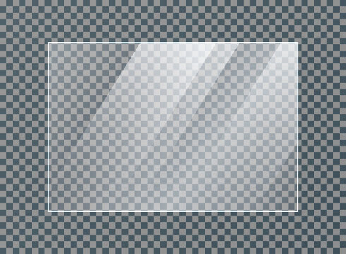 Glass plate icon in flat style. Realistic window vector illustration on isolated background. Clear glass showcase sign business concept.
