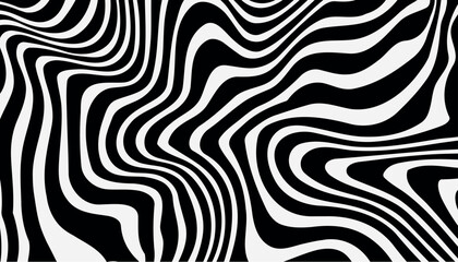 Seamless wave lines pattern, black and white wavy stripes.Optical illusion zigzag lines.Geometric style in op art.