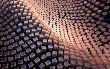 Abstract cube pattern. Pattern of white cubes with slight color variation forming a wave-like design.