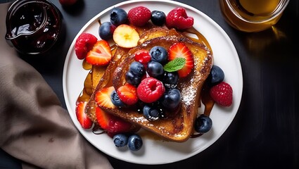 Delicious French Toast with vibrant berries and syrup