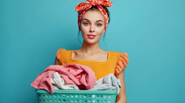 Woman carrying laundry