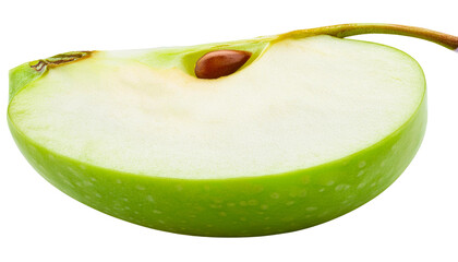 Closeup Of Fresh Green Apple Slice on White Background with Full Focus